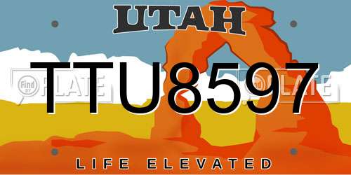 TTU8597 Utah License Plate