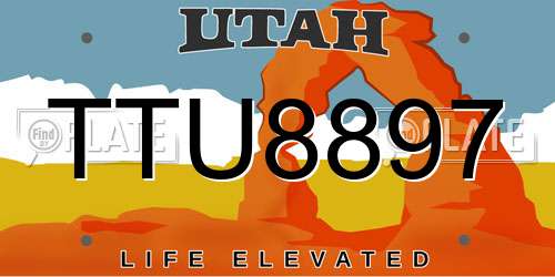 TTU8897 Utah License Plate