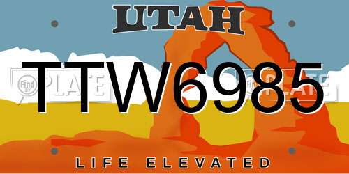 TTW6985 Utah License Plate