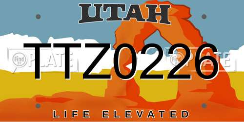 TTZ0226 Utah License Plate