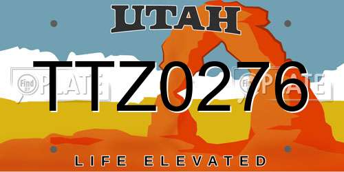 TTZ0276 Utah License Plate