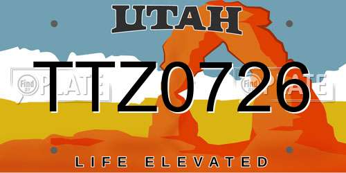 TTZ0726 Utah License Plate