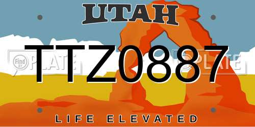 TTZ0887 Utah License Plate