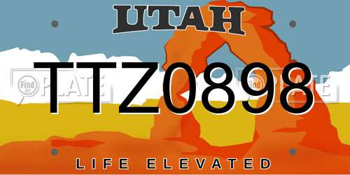 TTZ0898 Utah License Plate
