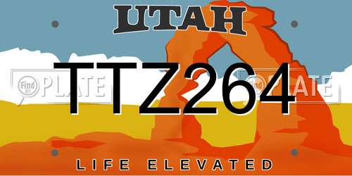 TTZ264 Utah License Plate