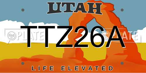 TTZ26A Utah License Plate