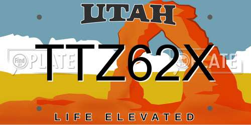 TTZ62X Utah License Plate