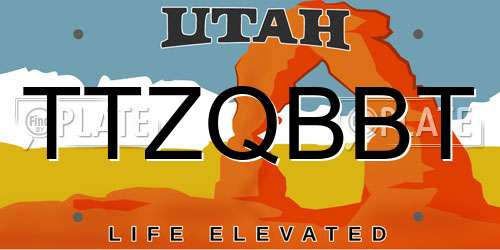 TTZQBBT Utah License Plate