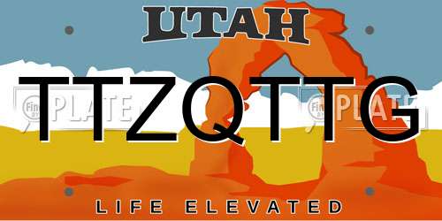 TTZQTTG Utah License Plate