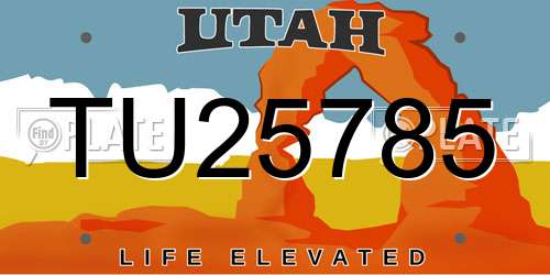 TU25785 Utah License Plate