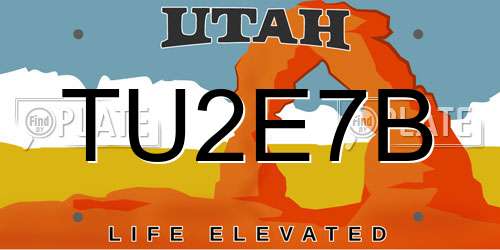 TU2E7B Utah License Plate