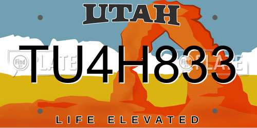 TU4H833 Utah License Plate