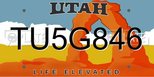 TU5G846 Utah License Plate