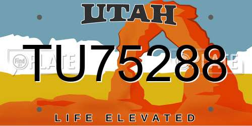 TU75288 Utah License Plate