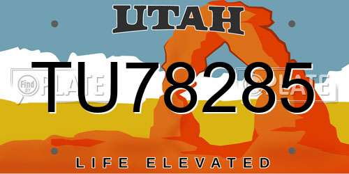 TU78285 Utah License Plate
