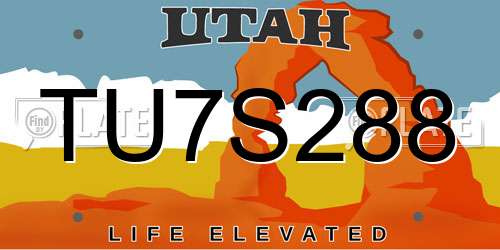 TU7S288 Utah License Plate