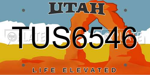 TUS6546 Utah License Plate