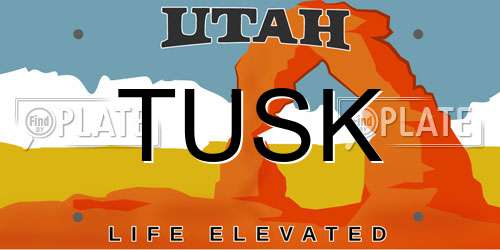 TUSK Utah License Plate