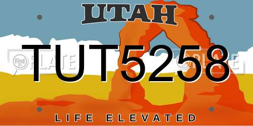 TUT5258 Utah License Plate