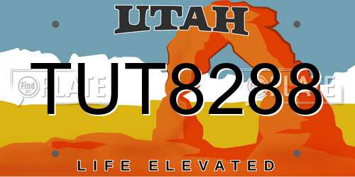 TUT8288 Utah License Plate