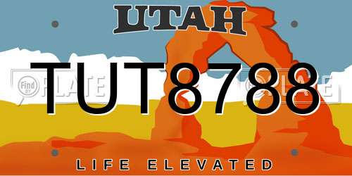 TUT8788 Utah License Plate