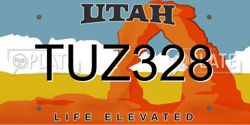 TUZ328 Utah License Plate