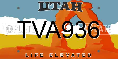 TVA936 Utah License Plate