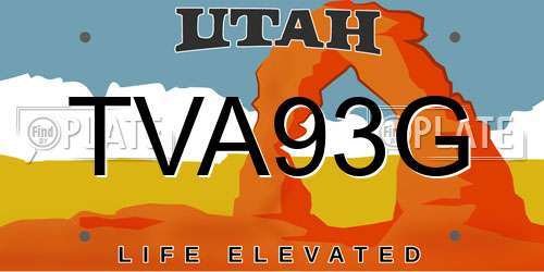 TVA93G Utah License Plate