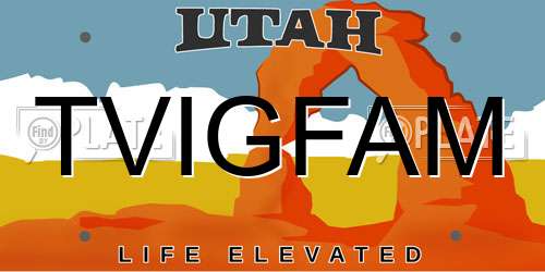 TVIGFAM Utah License Plate