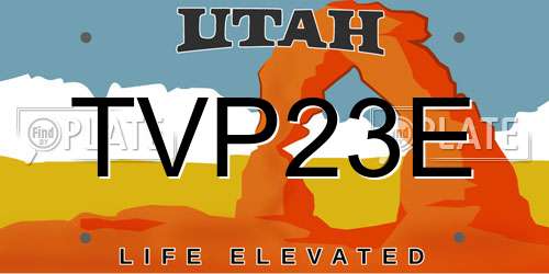 TVP23E Utah License Plate