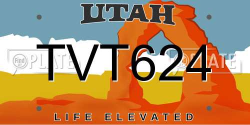 TVT624 Utah License Plate