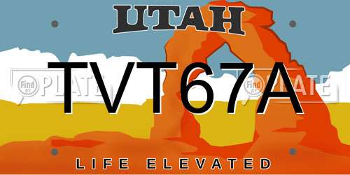 TVT67A Utah License Plate