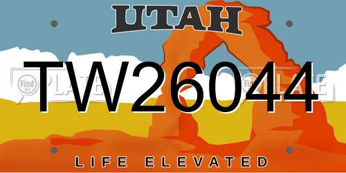 TW26044 Utah License Plate