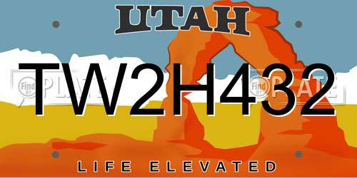 TW2H432 Utah License Plate