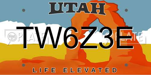 TW6Z3E Utah License Plate