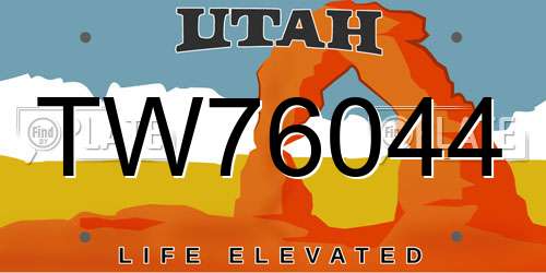 TW76044 Utah License Plate