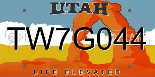 TW7G044 Utah License Plate