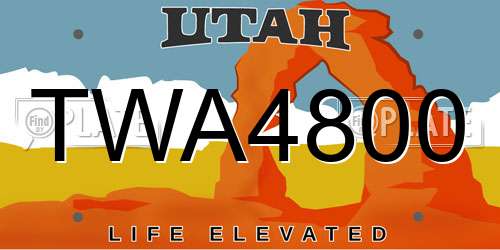 TWA4800 Utah License Plate