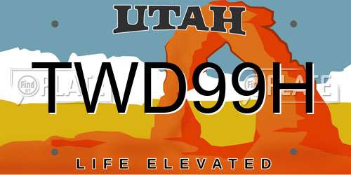 TWD99H Utah License Plate