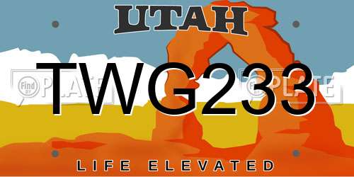 TWG233 Utah License Plate