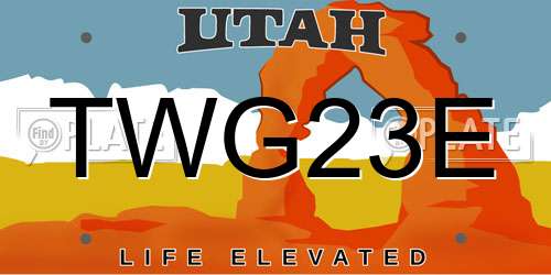 TWG23E Utah License Plate
