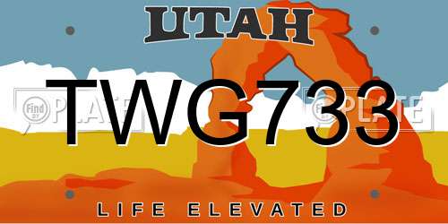 TWG733 Utah License Plate