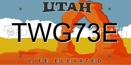 TWG73E Utah License Plate