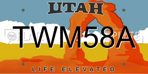 TWM58A Utah License Plate