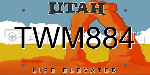 TWM884 Utah License Plate