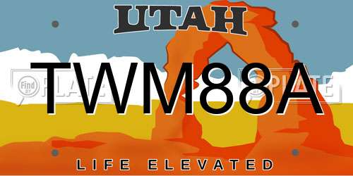TWM88A Utah License Plate