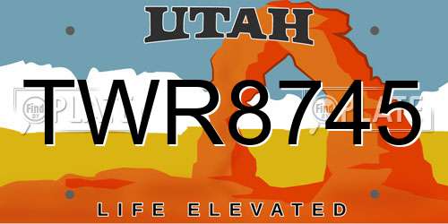 TWR8745 Utah License Plate