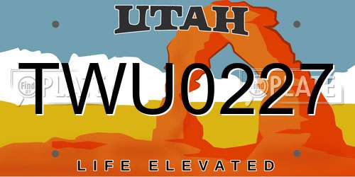 TWU0227 Utah License Plate