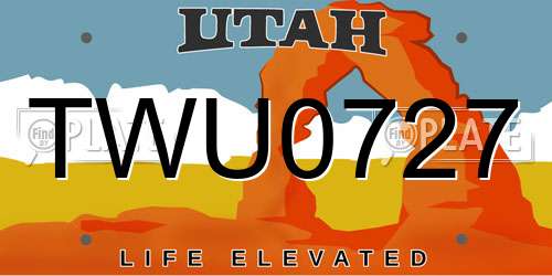 TWU0727 Utah License Plate