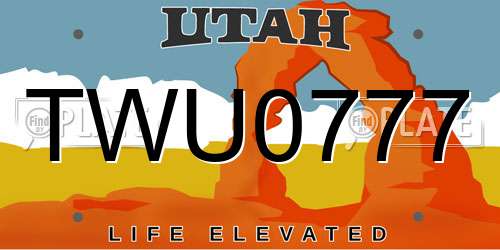 TWU0777 Utah License Plate